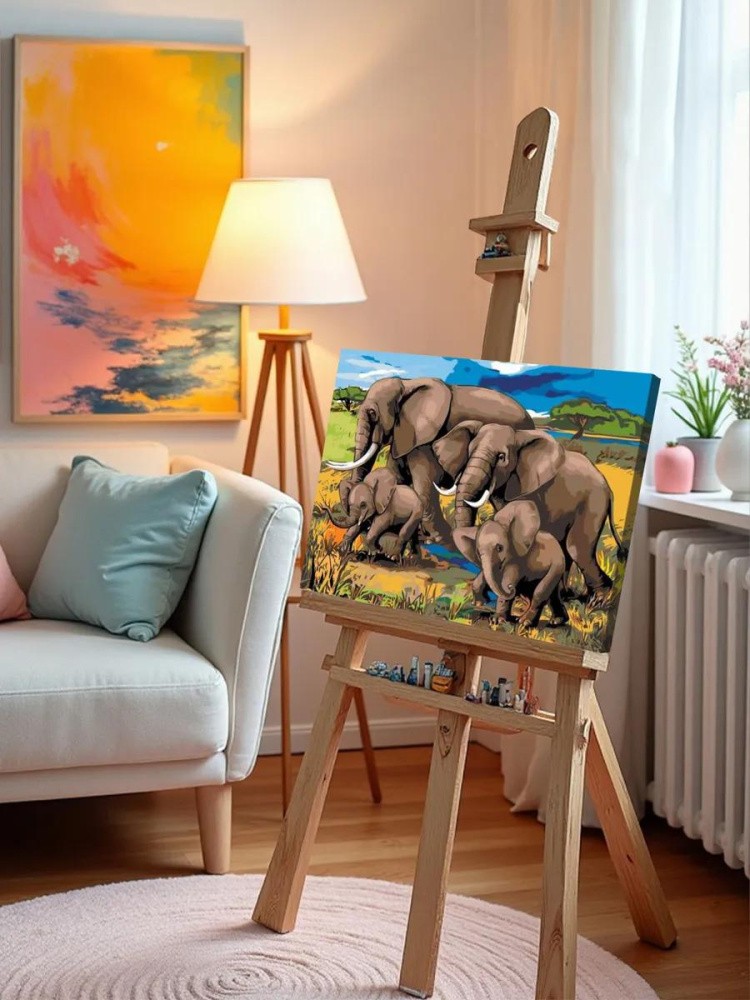 Картина по номерам «Слоны на прогулке» — картинка 10