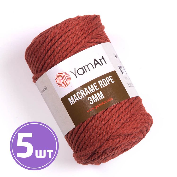 Пряжа YarnArt Macrame rope 3 мм (785), терракот, 5 шт. по 250 г