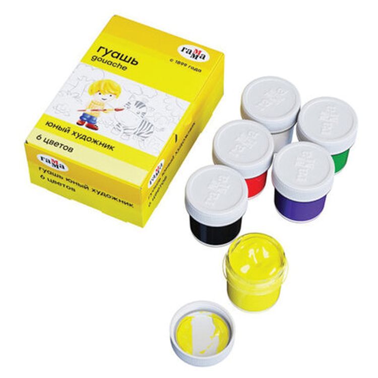 Гуашь Gamma «Юный художник», 6 цв. по 17,5 мл, без кисти — картинка 3