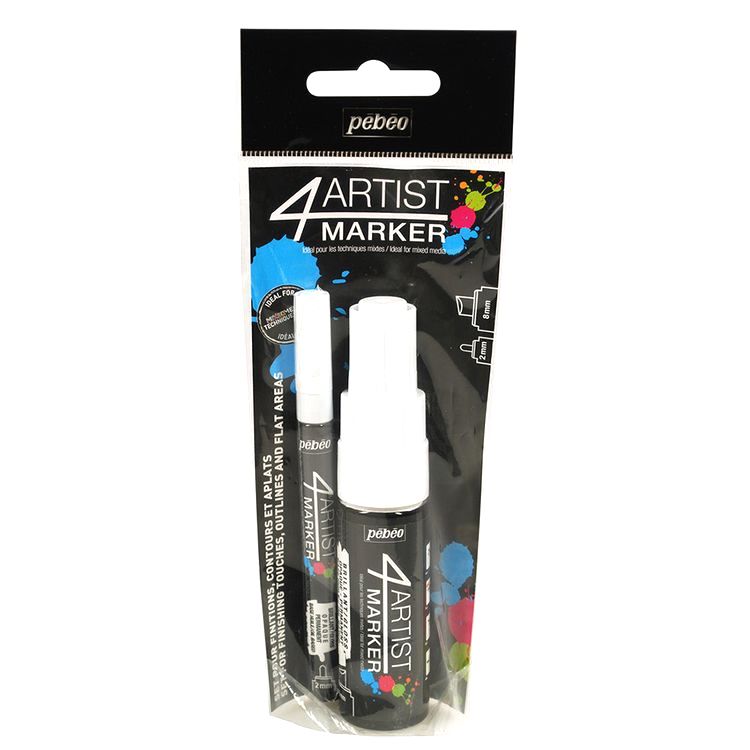 Набор маркеров художественных 4Artist Marker на масляной основе, 2/8 мм, перо круглое/скошенное, белый, PEBEO