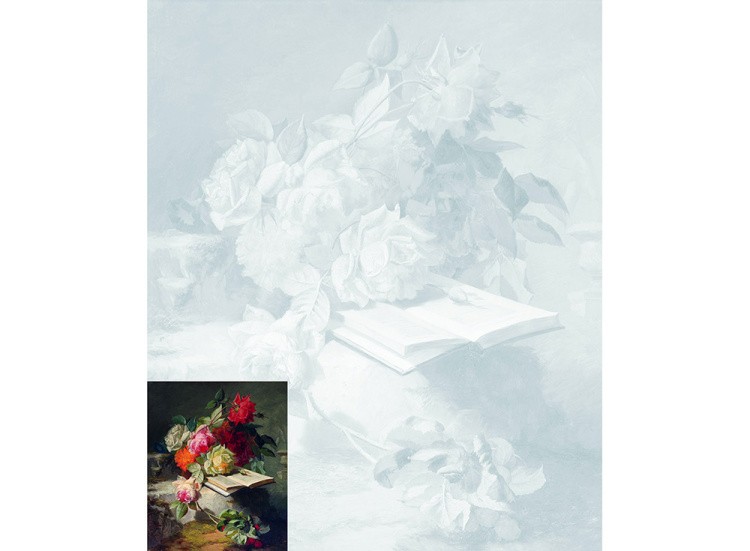 Холст «Натюрморт с цветами и книгой» — картинка 2