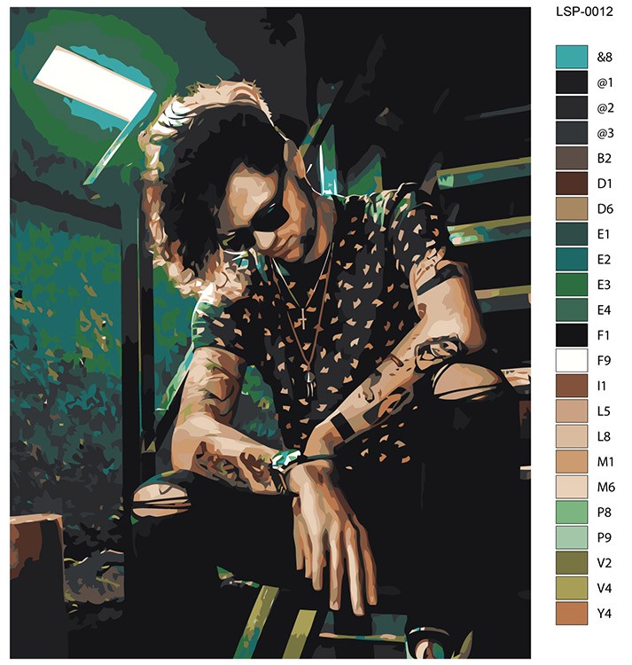 Картина по номерам «Рэпер ЛСП LSP: Олег портрет в зеленом свете» — картинка 2