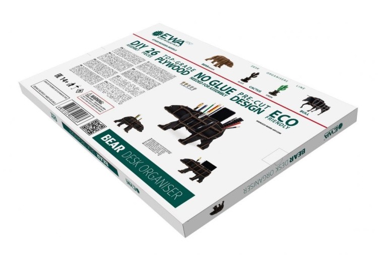 Конструктор из дерева «Настольный органайзер Медведь черный», Eco Wood Art — картинка 5