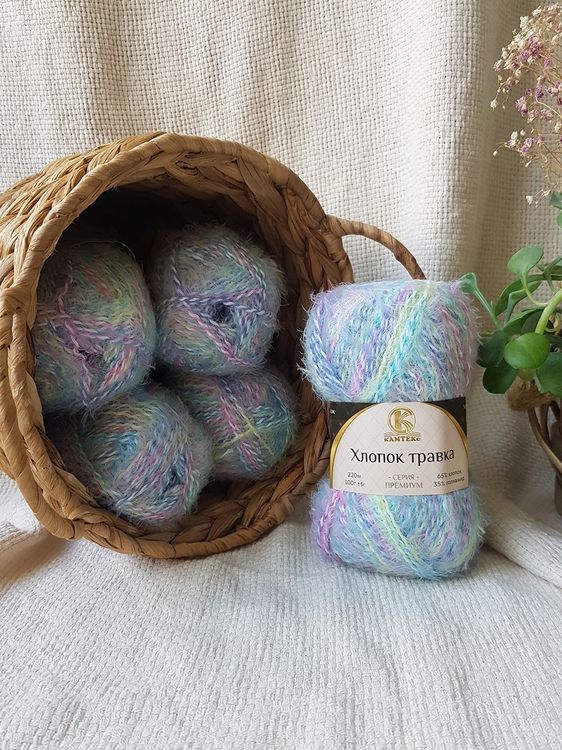 Пряжа Камтекс Хлопок травка (239), разноцветный, 5 шт. по 100 г — картинка 2