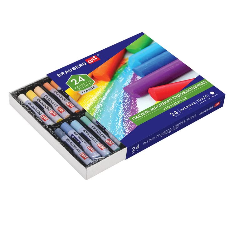 Пастель масляная художественная, 24 цв., утолщенная, круглое сечение, BRAUBERG ART CLASSIC — картинка 4