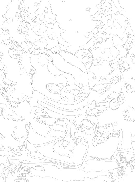 Картина по номерам «Детская: мишка и ёлки, новогодняя 30x40» — картинка 3