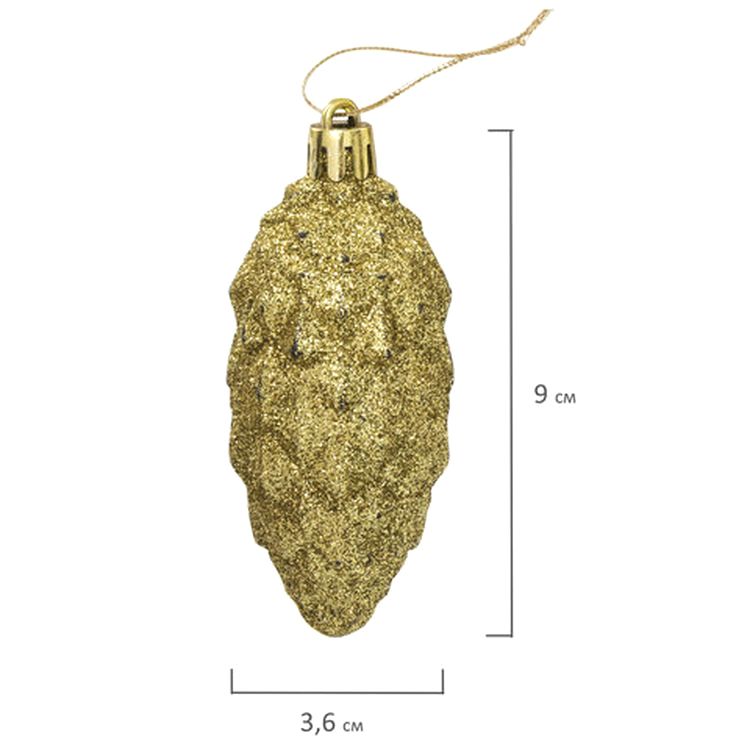 Украшения елочные «Шишки», набор 4 шт., цвет: золотистый — картинка 8