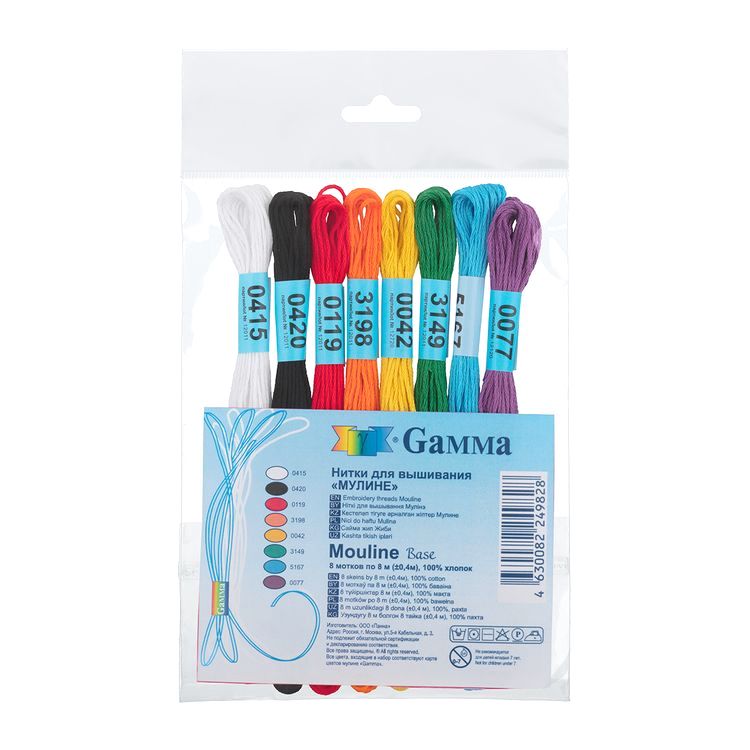 Набор ниток мулине «MOULINE. Base», 100% хлопок, 8 цв. по 8 м, Gamma — картинка 2