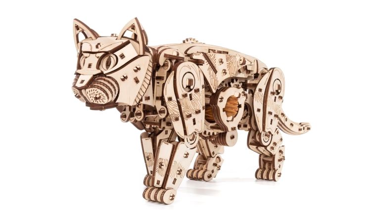 Сборная модель деревянная, конструктор 3D EWA «Механический Кот (Кошка)» — картинка 2