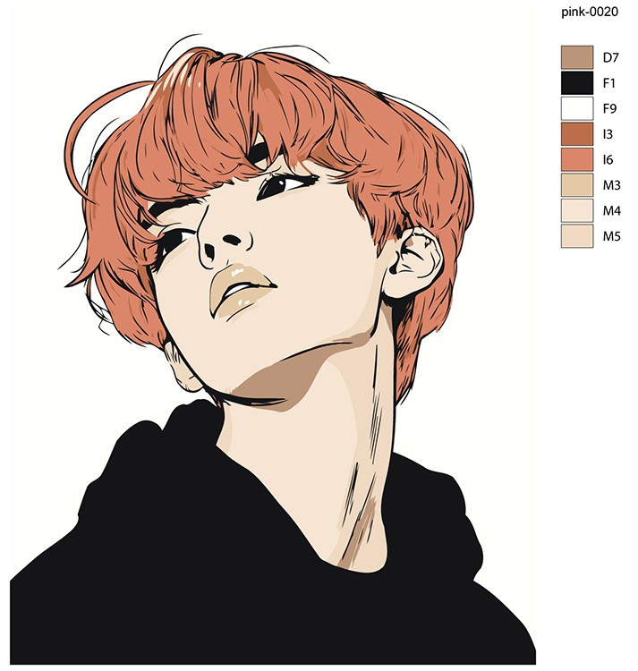 Картина по номерам «Портрет, парень кореец в стиле аниме» — картинка 2