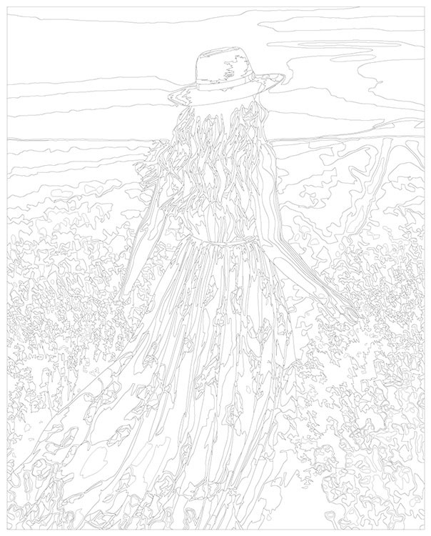 Картина по номерам «Природа: Девушка в шляпе на поле с лавандой» — картинка 3