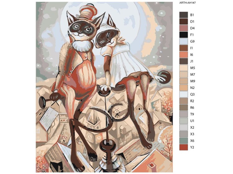 Картина по номерам «Кот и кошка» — картинка 2