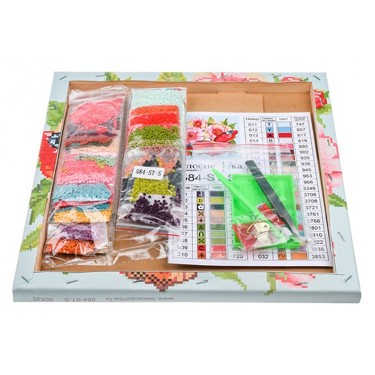 Алмазная вышивка «Пионы и бабочка» — картинка 3