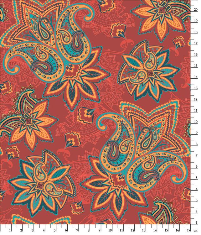 Ткань для пэчворка Сказочный Восток, 146 г/м², 50х55 см, 100% хлопок, цвет: красный, принт, Peppy — картинка 2