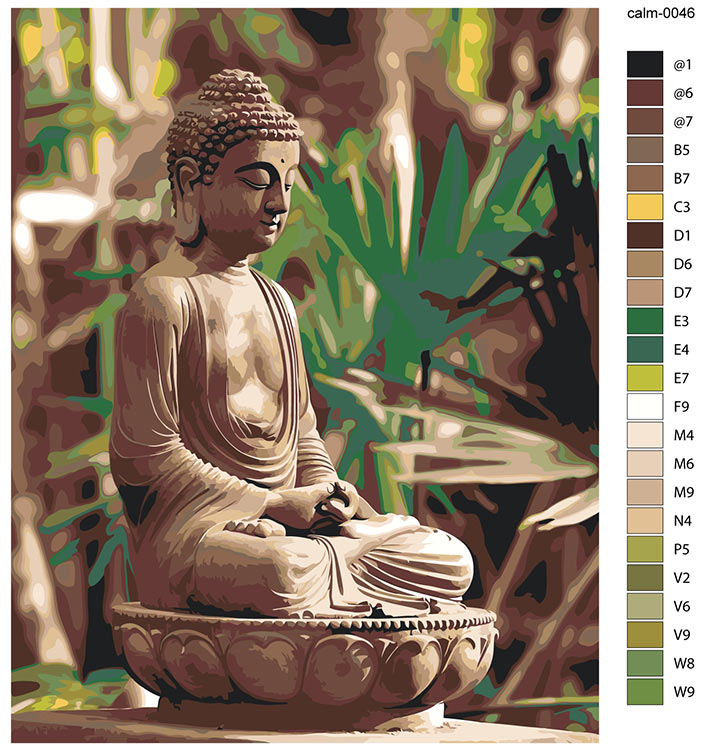 Картина по номерам «Религия буддизм: Будда статуя в саду» — картинка 2