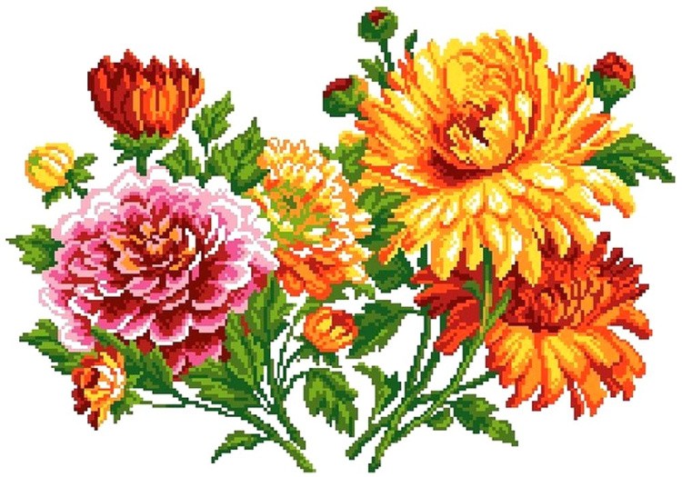 Рисунок на ткани «Цветочный фейерверк»