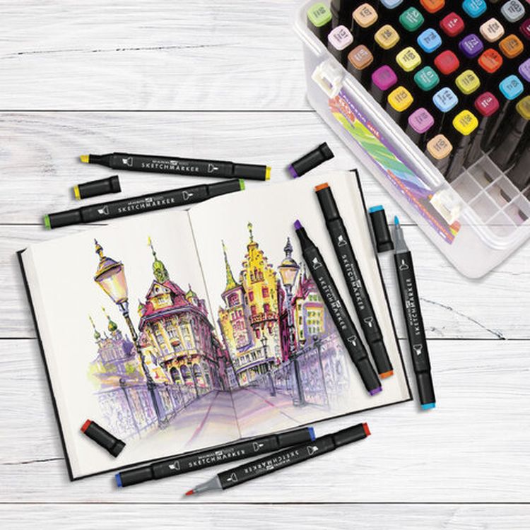 Маркеры для скетчинга двусторонние BRAUBERG ART DEBUT BLACK, цвет: набор 80 цв — картинка 13