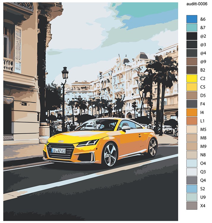 Картина по номерам «Машина Ауди ТТ на дороге в городе 40x50» — картинка 2