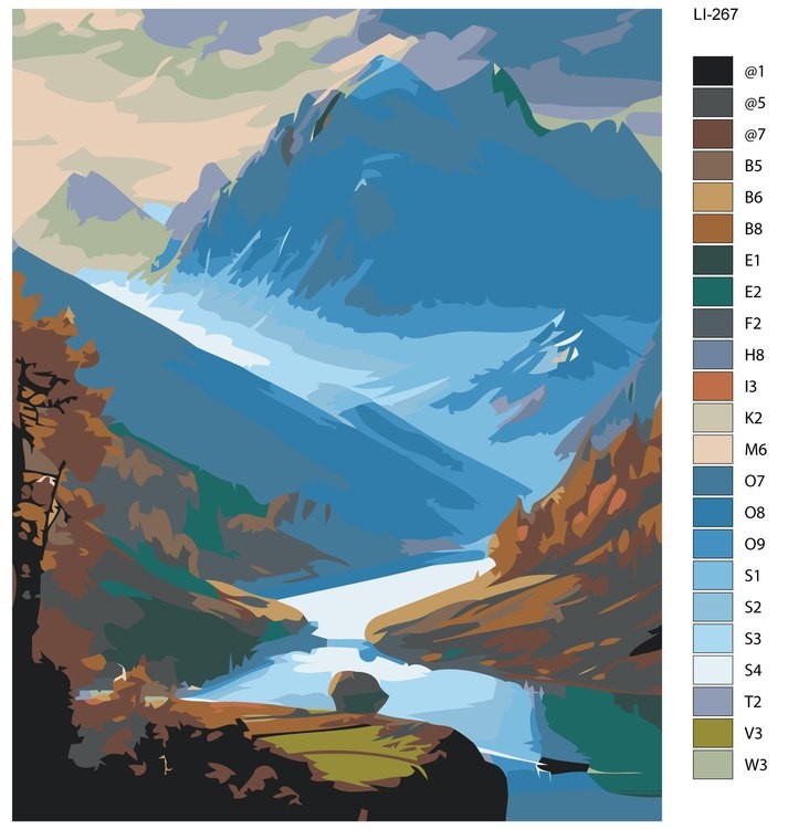 Картина по номерам «Горный пейзаж с рекой» — картинка 2