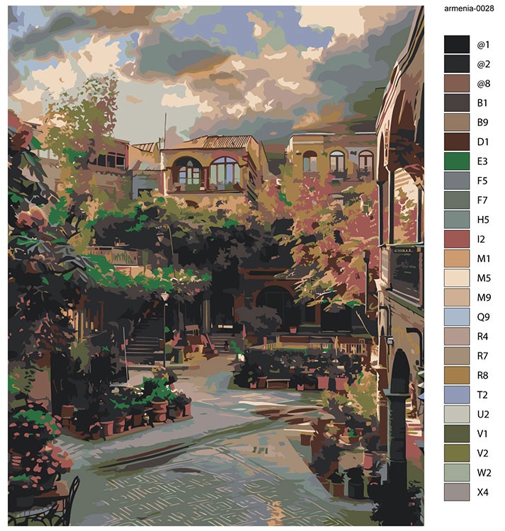 Картина по номерам «Армения: зеленый дворик в Ереване 40x50» — картинка 2