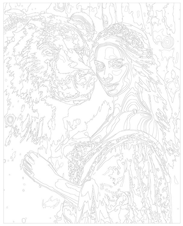 Картина по номерам «Девушка и бурый медведь» — картинка 3