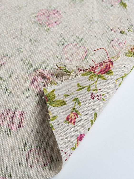 Ткань льняная, 1 м x 150 см, 140 г/м², цвет: серый, цветочный принт, TBY — картинка 5