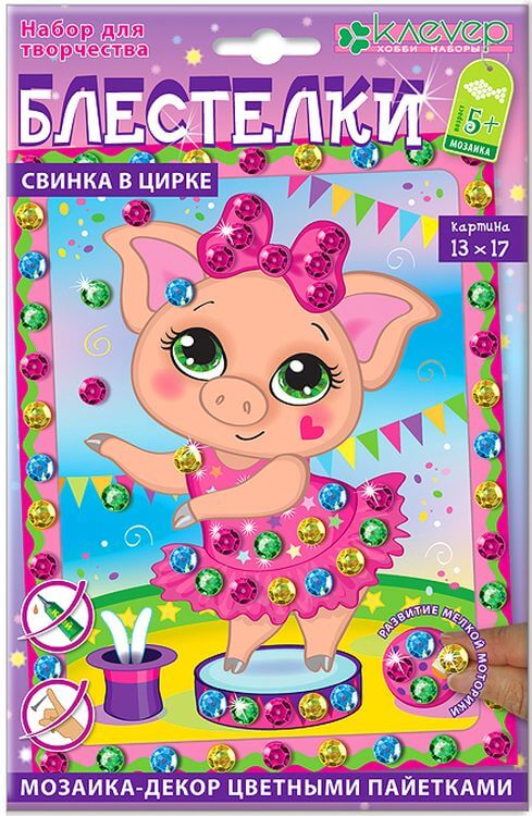 Мозаика из пайеток «Свинка в цирке» — картинка 2
