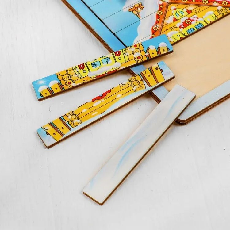 Развивающее пособие из дерева «Новогодние пазлы из палочек» — картинка 5