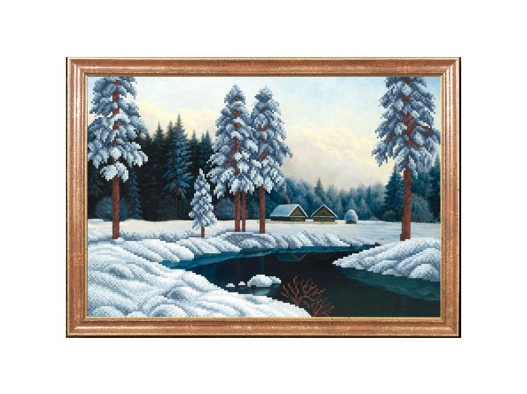 Рисунок на ткани «Зимняя река»