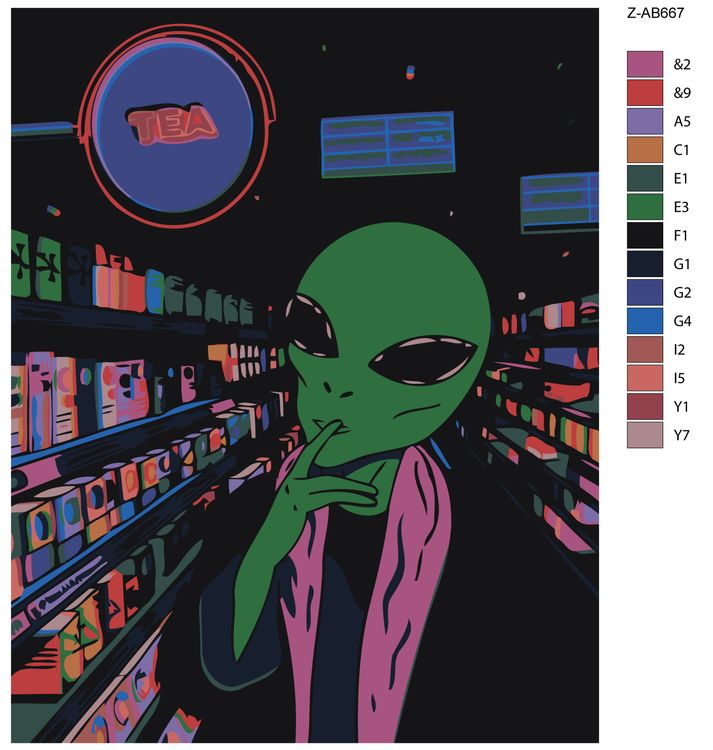 Картина по номерам «Инопланетянин в супермаркете» — картинка 2