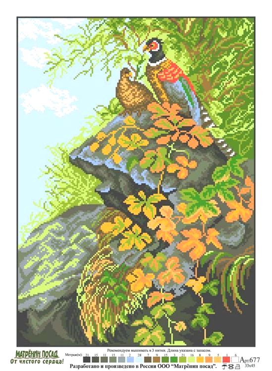 Рисунок на ткани «Фазаны» — картинка 2