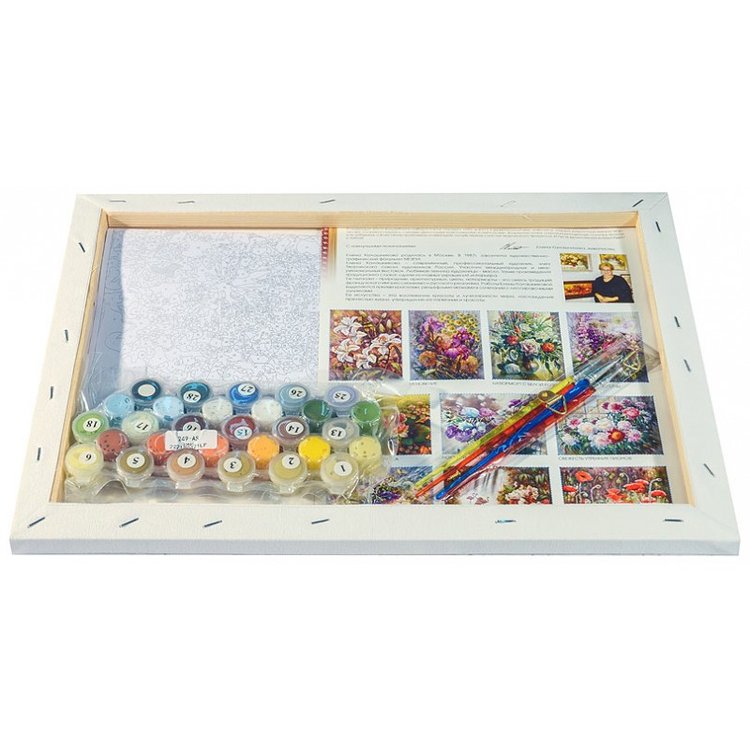 Картина по номерам «Букет с ромашками и бабочкой» — картинка 3