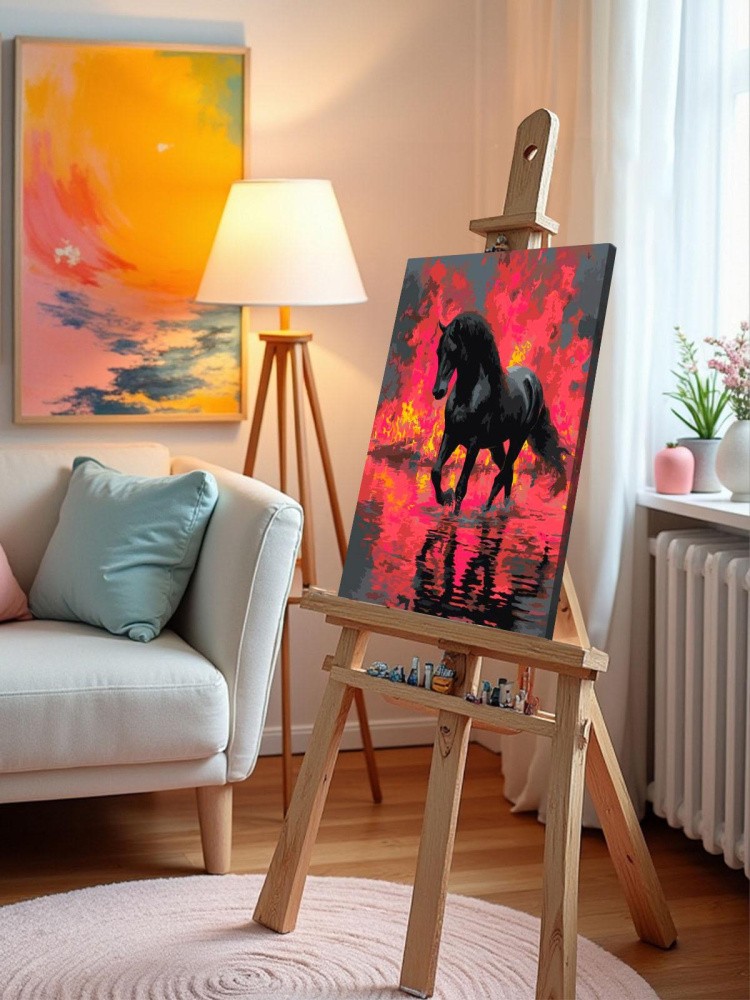 Картина по номерам Огненная лошадь светящаяся Символ года — картинка 9