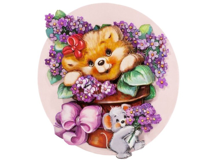 Папертоль «Медвежонок с цветами» — картинка 2