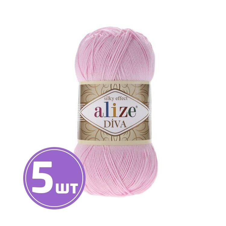 Пряжа ALIZE Diva Silk effekt (291), светлая орхидея, 5 шт. по 100 г