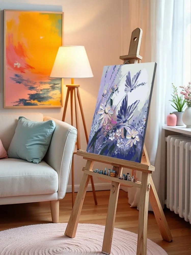 Картина по номерам «Бабочки на цветах» — картинка 9