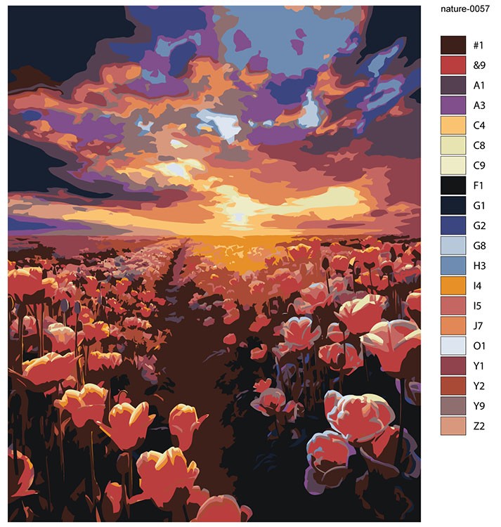 Картина по номерам «Природа: Пейзаж с полем разноцветных тюльпанов 2» — картинка 2