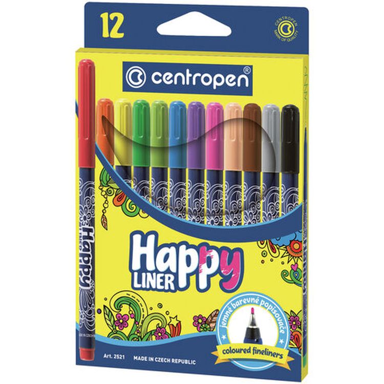 Ручки капиллярные (линеры) 12 цветов CENTROPEN «Нappy liner»