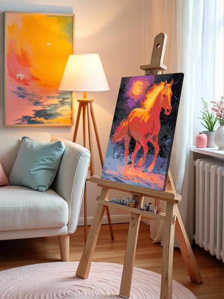 Картина по номерам Красная огненная лошадь Символ года — картинка 10