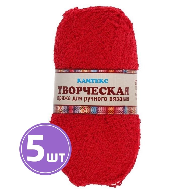 Пряжа Камтекс Творческая (046), красный, 5 шт. по 100 г