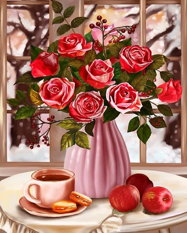 Картина по номерам «Розы и завтрак»