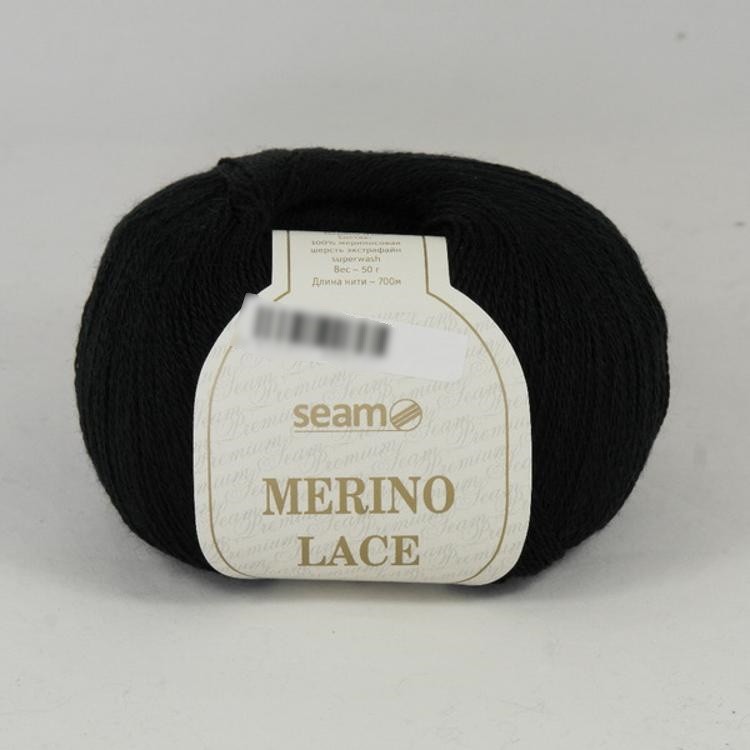 Пряжа SEAM MERINO LACE (03), черный, 5 шт. по 50 г — картинка 2