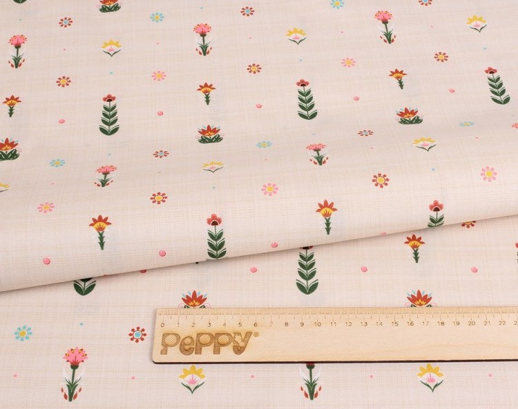 Ткань для пэчворка Лесные Жители, 146 г/м², 50х55 см, 100% хлопок, цвет: бежевый, принт, Peppy — картинка 2