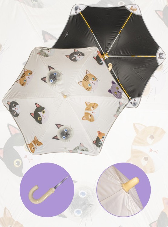 Зонт детский Пушистые киски, трость, 6 спиц, механический — картинка 2