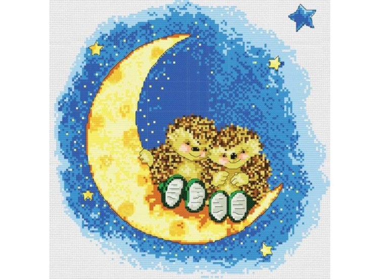 Набор для вышивания «Ежики на луне»
