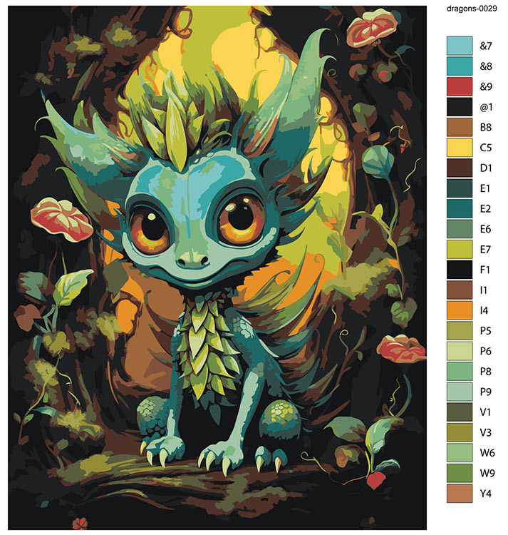Картина по номерам «Маленький зеленый дракон 2» — картинка 2