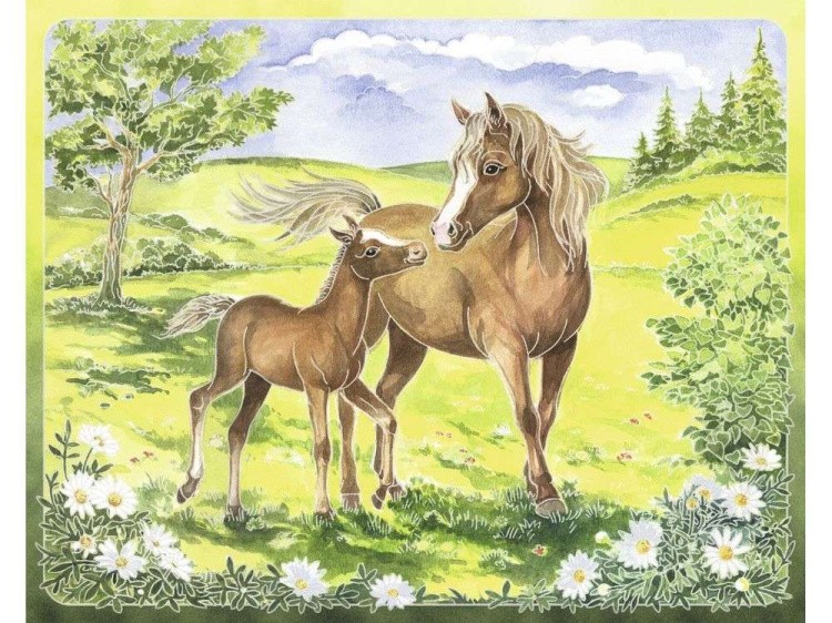 Картина акварелью по контурам «Лошади» — картинка 2