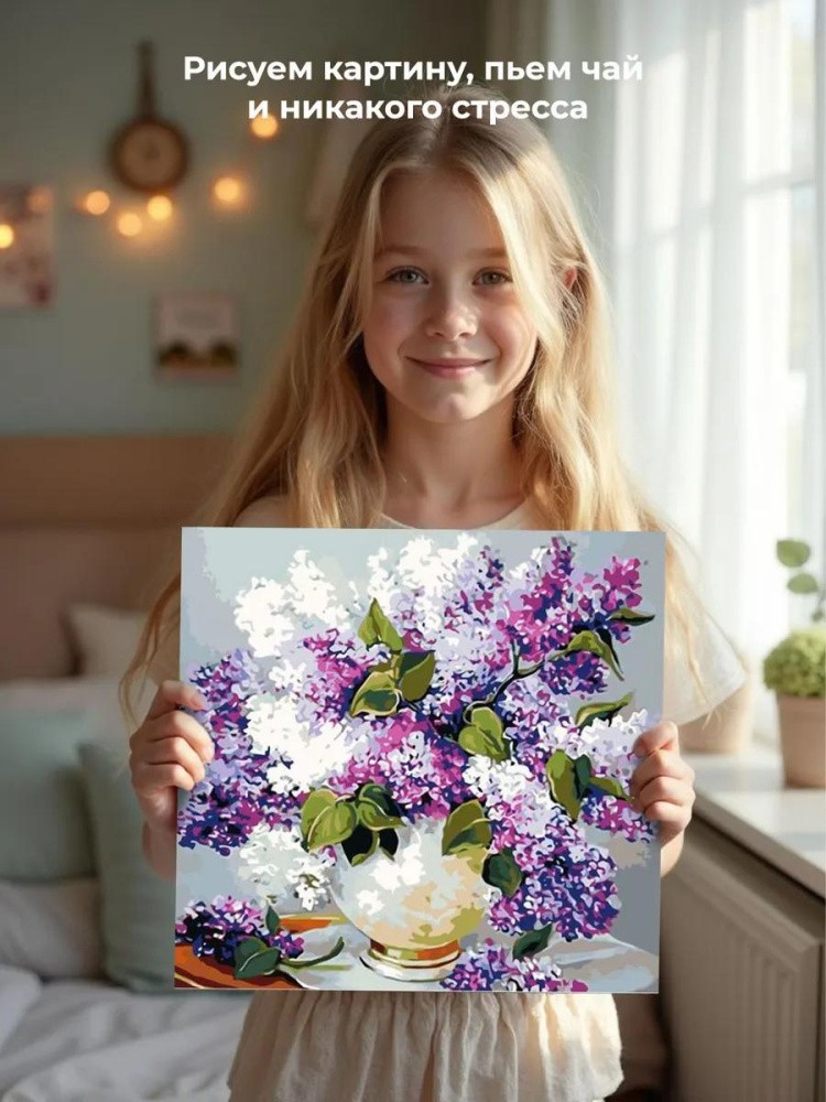 Картина по номерам «Сирень в вазе» — картинка 7