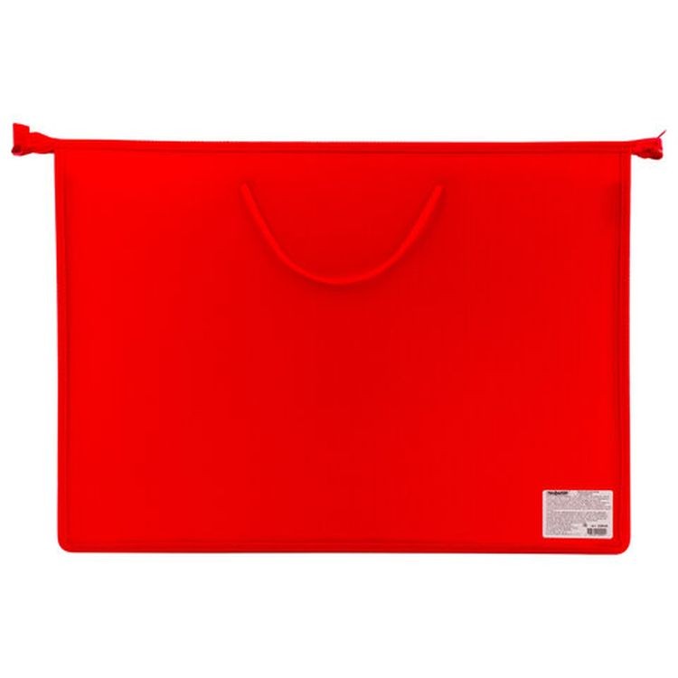 Папка для рисунков и чертежей А3, ручки-шнурок, пластик, молния сверху, ПИФАГОР, красная — картинка 7
