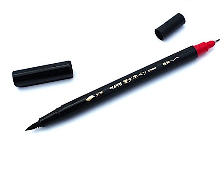 Двусторонний фломастер-кисть в блистере, кисть/круглая, тонкая, 1,2-12,5 мм, Pentel — картинка 3